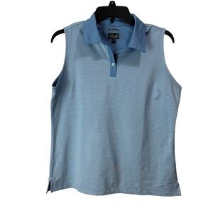 adidas light blue stripe sleeveless polo tank top golf shirt sz large climacool